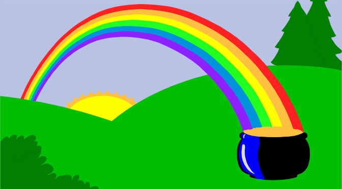 At the end of a twirling rainbow